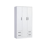 3-door wardrobe – white front with bold black handles