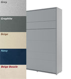 Double wall bed with upholstered sofa – Grey finish, closed position, neutral and versatile tone