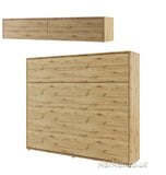 King size horizontal wall bed with overbed cabinet – Oak Artisan finish, warm wood texture, closed position