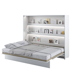 horizontal King Size wall bed, folding bed, fold out bed, hidden bed, universal furniture, fold away bed, wall bed, beds, munltifunctional bed, pull-down bed, space saving bed, Murphy bed, convertible bed, fold down bed, white bed with LED lightsmarmell furniture