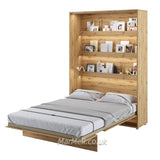 Wall bed open – Oak Artisan front, mattress extended, vertical fold mechanism