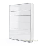 Double vertical wall bed – White Gloss finish, closed position, sleek and reflective surface