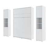 Wall bed set – White Matt front and cabinets, mattress extended, compact and modern design