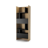 Bookcase side cabinet in Oak Artisan – Black finish, closed view.