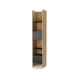 Bookcase side cabinet in Oak Artisan – Black finish, closed view with sleek One Hinged Door