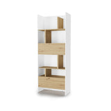 Bookcase side cabinet in White Matt – Oak Artisan finish, closed view.