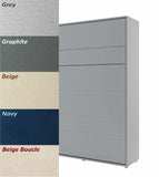 Double vertical wall bed in Grey with sofa color options Grey, Graphite, Beige, Navy, and Beige Boucle upholstery.