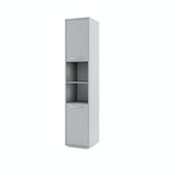 Side cabinet for TD wall bed – grey finish, closed doors with metal handles
