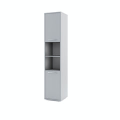 Side cabinet for TD wall bed – grey finish, closed doors with metal handles