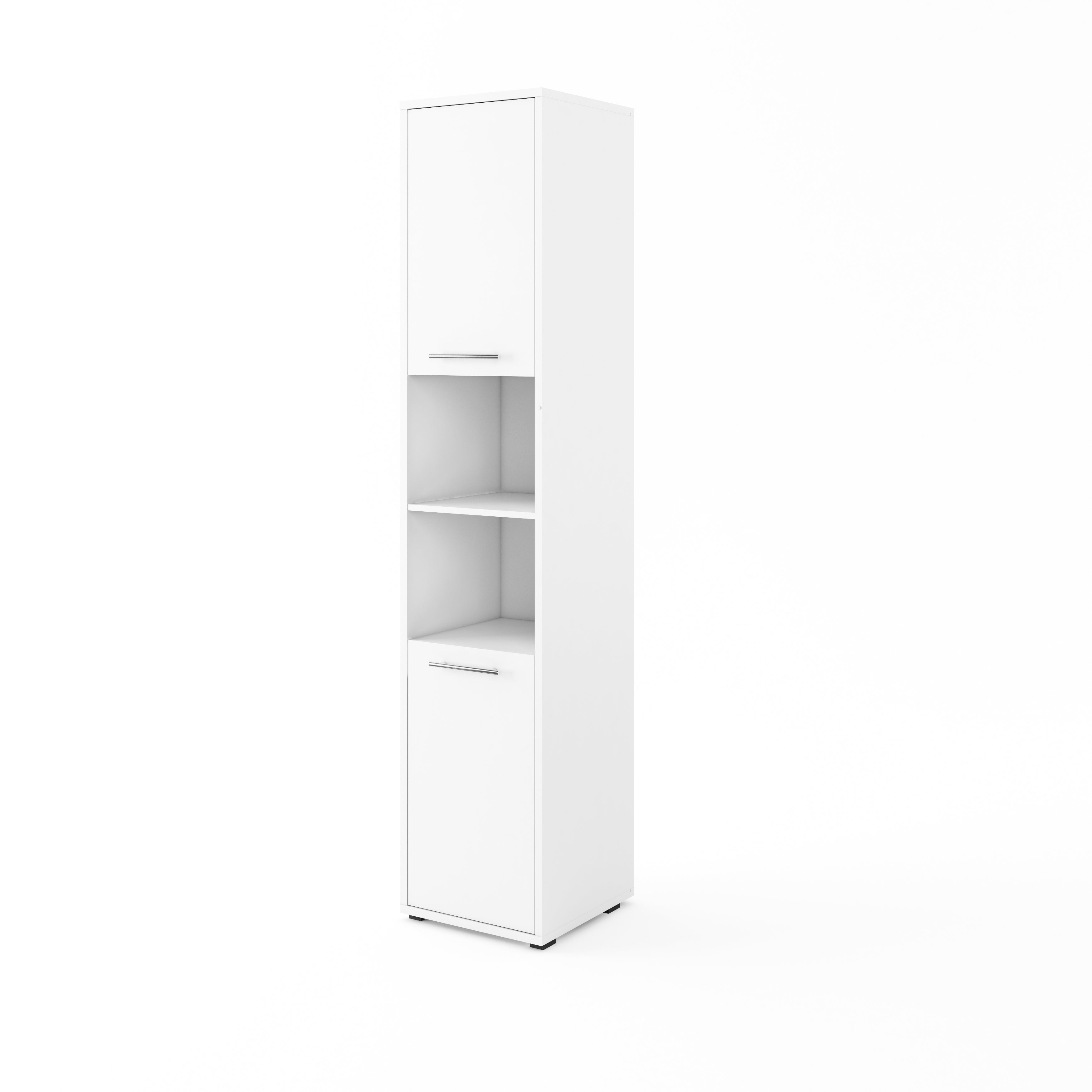 Side cabinet for TD wall bed – white finish, closed doors with metal handles