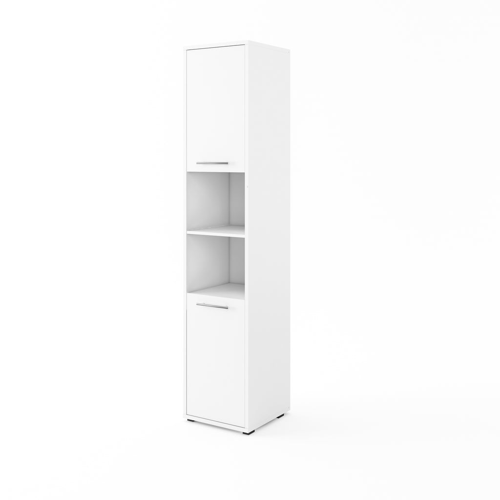 Side cabinet for TD wall bed – white finish, closed doors with metal handles