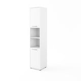 Side cabinet for TD wall bed – white finish, closed doors with metal handles