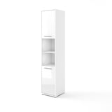 Side cabinet for TD wall bed – white gloss finish, closed doors with metal handles