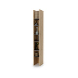 Slim tall bookcase side cabinet with six shelves in Oak Artisan – Black finish, UK furniture in use