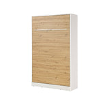 Small double vertical wall bed – oak front, white handles, matching DP furniture line