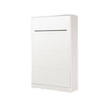 Small double vertical wall bed – white finish, black handles, modern minimalist look