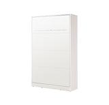 Small double vertical wall bed – white front, white handles, clean and bright style