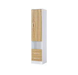 Side tall cabinet – oak front, white handle, matching DP furniture line