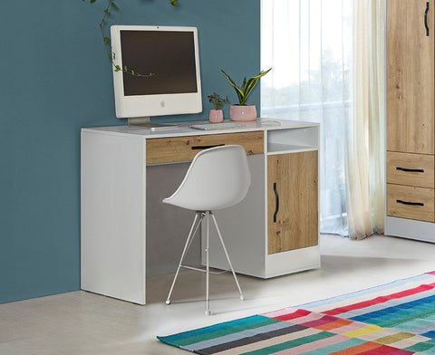 desk 120, oak, drawer, storage, black handle, marmell furniture
