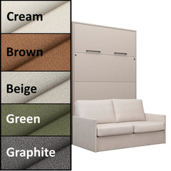 Double Vertical Wall Bed with Sofa and LED Lighting ST