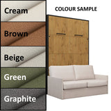 Double Vertical Wall Bed with Sofa, LED Lighting and 2 Side Cabinets ST