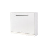 double wall bed, horizontal wall bed, Murphy bed, space-saving bed, pull-down bed, hidden bed, white, black handle marmell