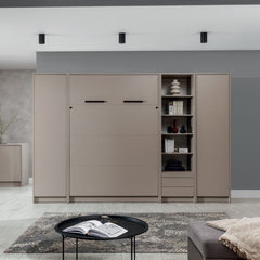 double vertical, hidden, wall bed with desk, folding bed, Murphy bed, pull down, fold down bed, wall bed with cabinets, 