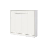 King size horizontal wall bed – white finish, black handles, modern minimalist look