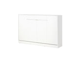 small double wall bed, horizontal wall bed, Murphy bed, space-saving bed, pull-down bed, hidden bed, white, white handle, marmell