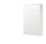 small double wall bed, vertical wall bed, Murphy bed, folding down bed, pull-down bed, hidden bed, white-white handle marmell