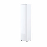 Closed premium bedroom side cabinet with luxury white gloss front panel, designed to match modern space-saving wardrobes