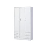 wardrobe 120, 3-door wardrobe, cabinet, storage, white, white handles marmell