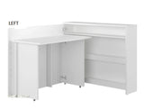 Convertible Hidden Desk With Storage, Folding Desk Space saving desk, left , white, open, marmell