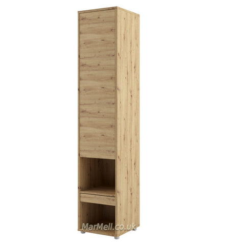 Tall Storage Cabinet cupboard with shelves for Vertical Wall Bed fold-down bed oak marmell 