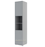 Tall Storage Cabinet cupboard with shelves push-to-open door for Vertical Wall Bed fold-down bed grey