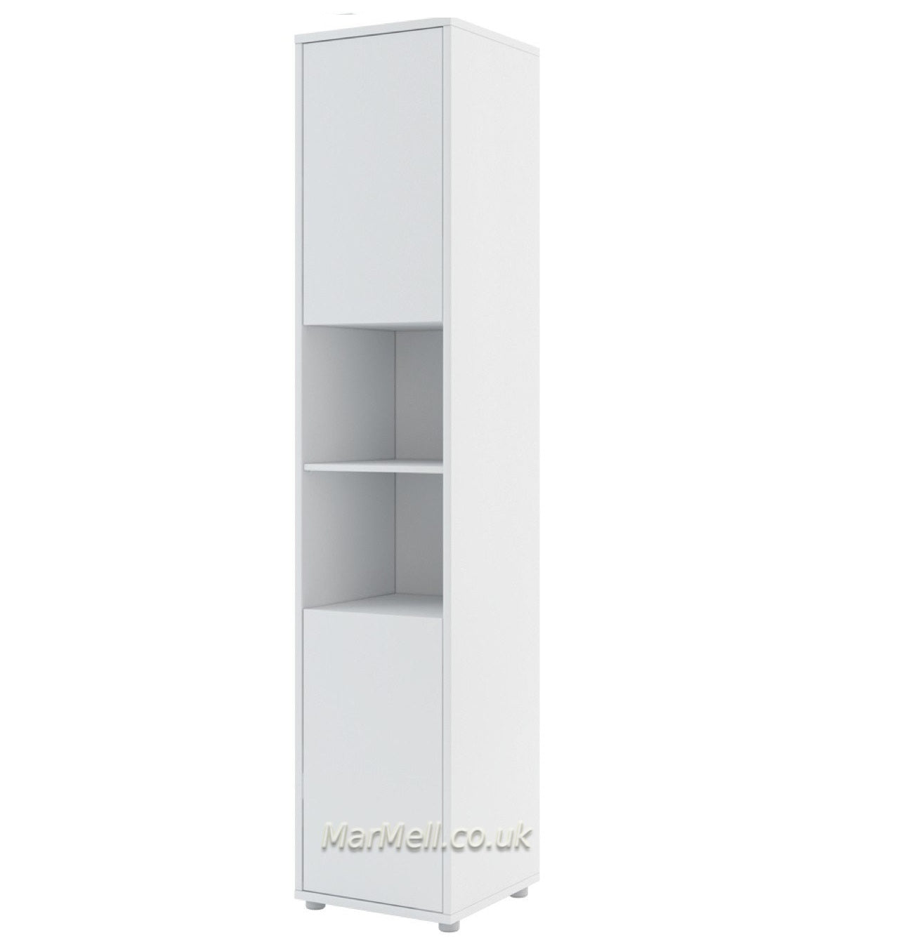 Side cabinet for MK wall bed – White Matt finish, closed position, push-to-open doors, minimalist look