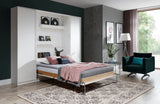 double vertical wall bed with cabinets - Murphy bed, fold-down bed, space saving bed white gloss, Marmell